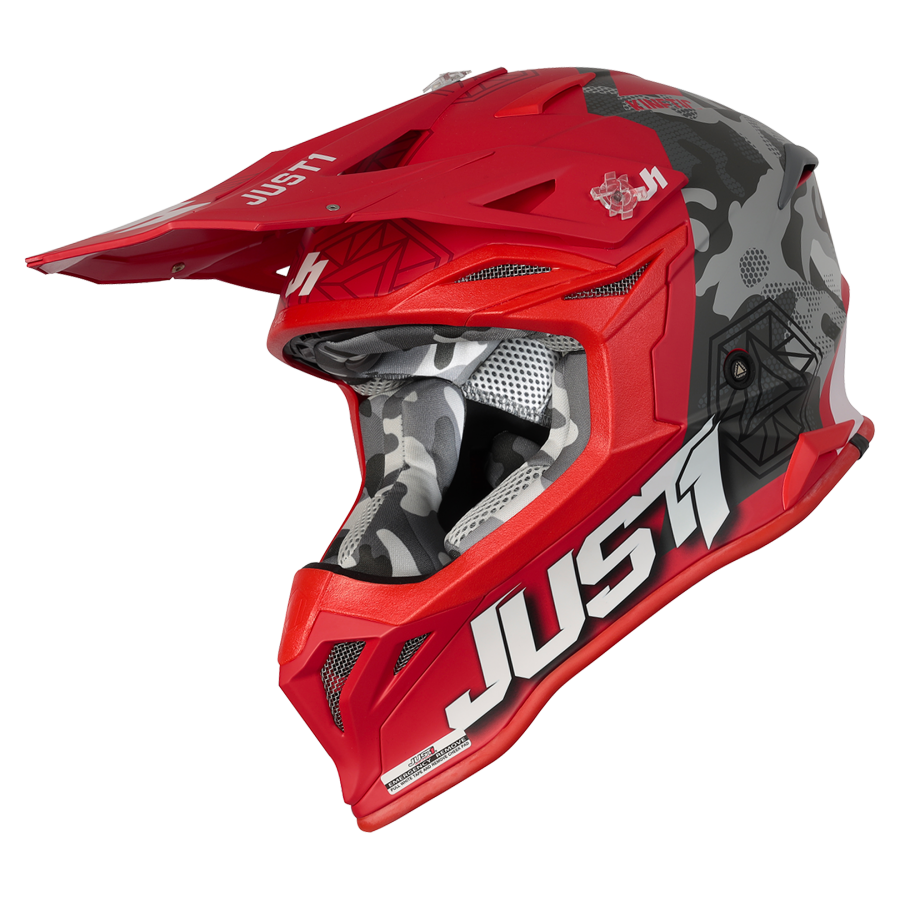 Шлем (кроссовый) JUST1 J39 KINETIC камуфляж/серый/красный матовый (2021)