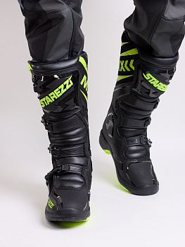 Мотоботы кросс эндуро STAREZZI MILANO Black/Fluo yellow